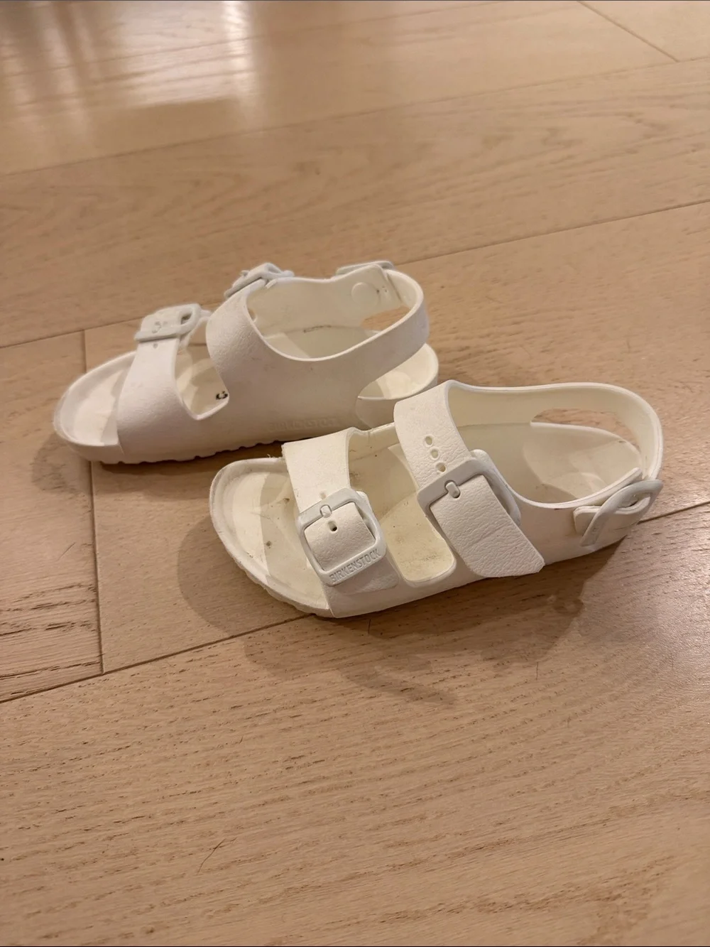 Birkenstock White Kids Two-Strap Adjustable Sandals